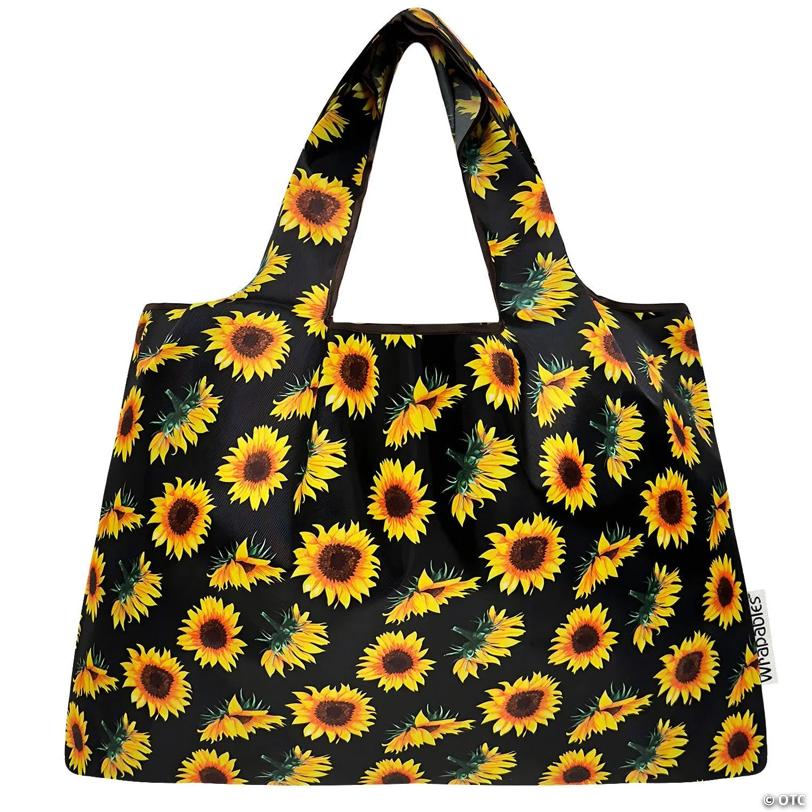 Wrapables Large Nylon Reusable Shopping Bag, Sunflowers