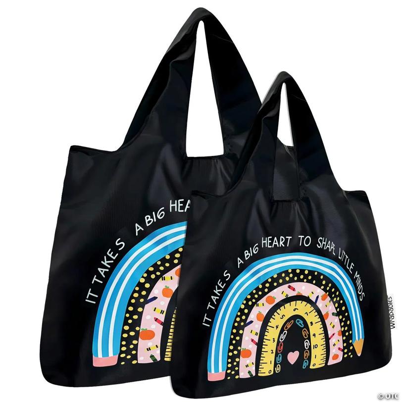 Wrapables Large & Small Monogram Nylon Reusable Bags, Set 2, Teacher Appreciation