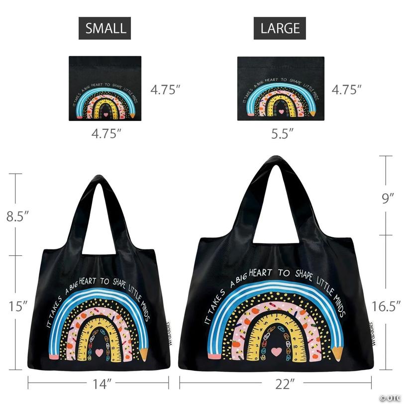 Wrapables Large & Small Monogram Nylon Reusable Bags, Set 2, Teacher Appreciation