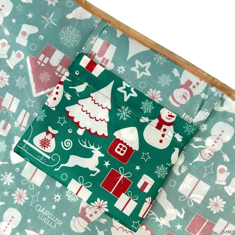 Wrapables Large & Small Nylon Reusable Grocery Bags, Set 2, Christmas Green