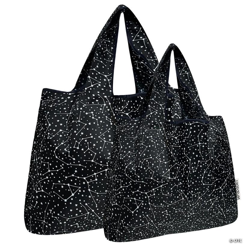 Wrapables Large & Small Nylon Reusable Grocery Bags, Set 2, Constellations