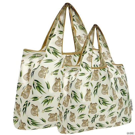 Wrapables Large & Small Nylon Reusable Grocery Bags, Set 2, Koalas