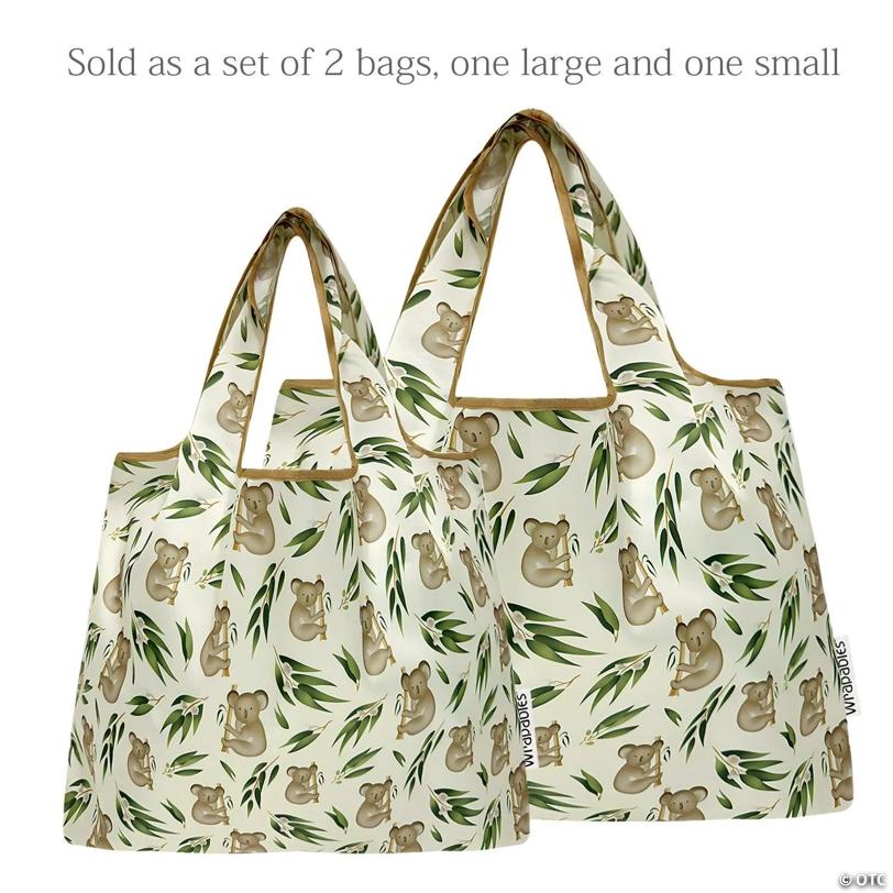 Wrapables Large & Small Nylon Reusable Grocery Bags, Set 2, Koalas