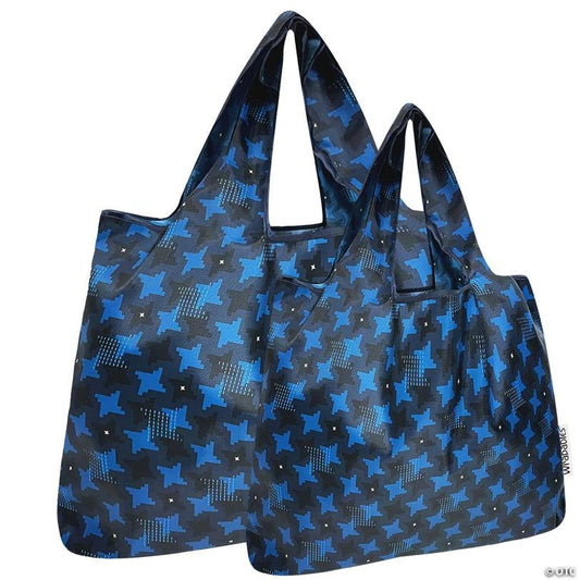 Wrapables Large & Small Nylon Reusable Grocery Bags, Set 2, Ninja Stars