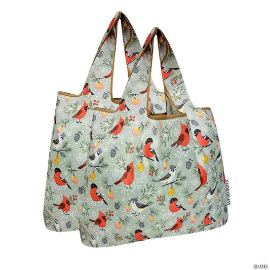 Wrapables Medium Nylon Reusable Shopping Bags (Set of 2), Cardinals