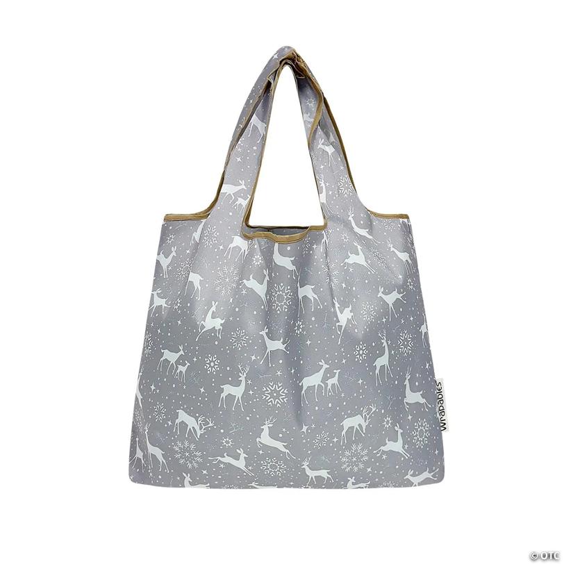 Wrapables Medium Nylon Reusable Shopping Bags (Set of 2), Dancing Deer