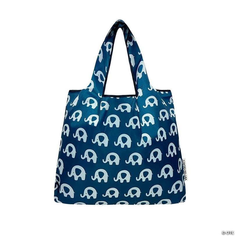 Wrapables Medium Nylon Reusable Shopping Bags (Set of 2), Happy Elephants