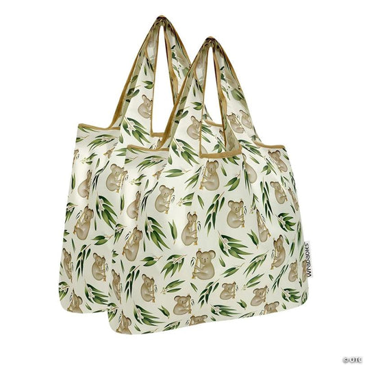 Wrapables Medium Nylon Reusable Shopping Bags (Set of 2), Koalas