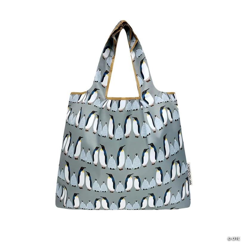 Wrapables Medium Nylon Reusable Shopping Bags (Set of 2), Penguins