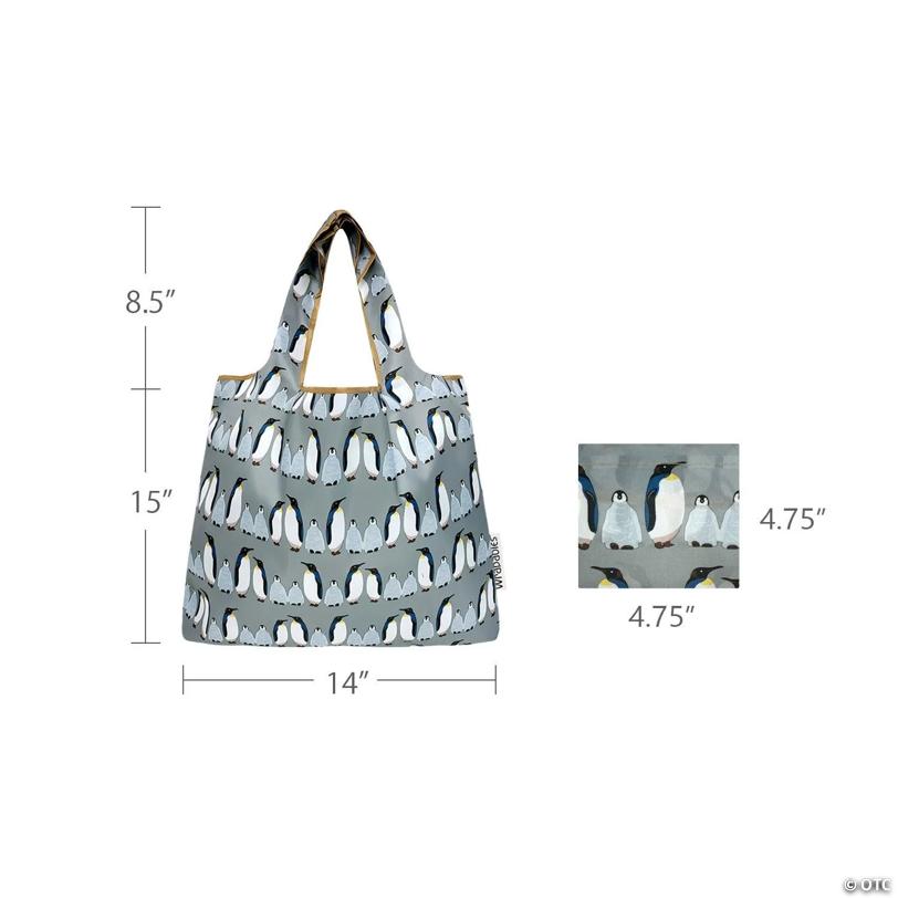 Wrapables Medium Nylon Reusable Shopping Bags (Set of 2), Penguins