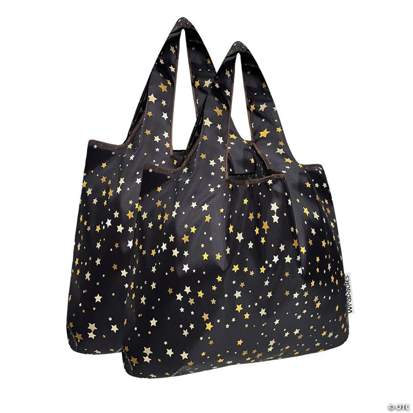 Wrapables Medium Nylon Reusable Shopping Bags (Set of 2), Shining Stars