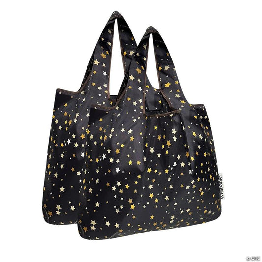 Wrapables Medium Nylon Reusable Shopping Bags (Set of 2), Shining Stars