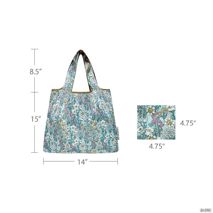 Wrapables Medium Nylon Reusable Shopping Bags (Set of 2), Spring Flora