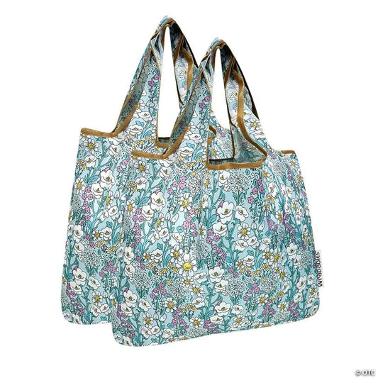 Wrapables Medium Nylon Reusable Shopping Bags (Set of 2), Spring Flora