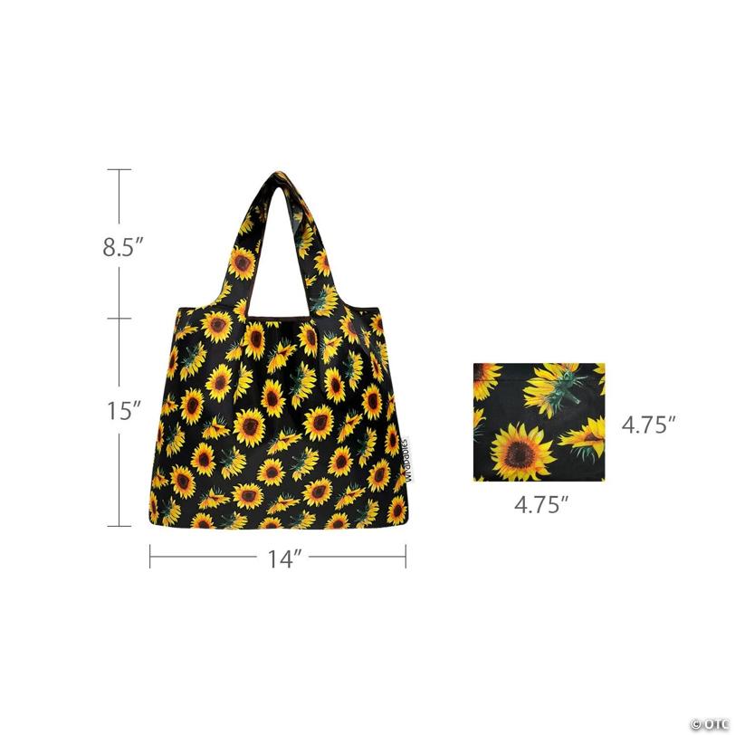 Wrapables Medium Nylon Reusable Shopping Bags (Set of 2), Sunflowers