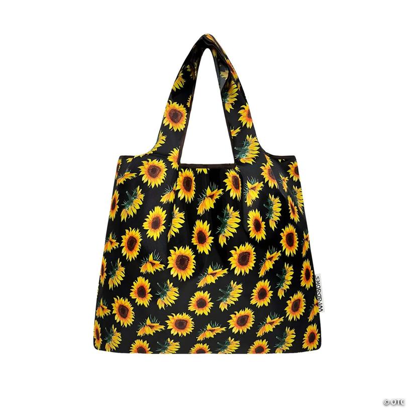 Wrapables Medium Nylon Reusable Shopping Bags (Set of 2), Sunflowers