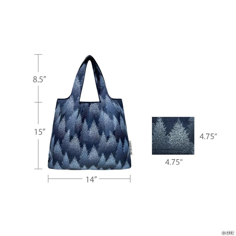 Wrapables Medium Nylon Reusable Shopping Bags (Set of 2), Winter Wonderland