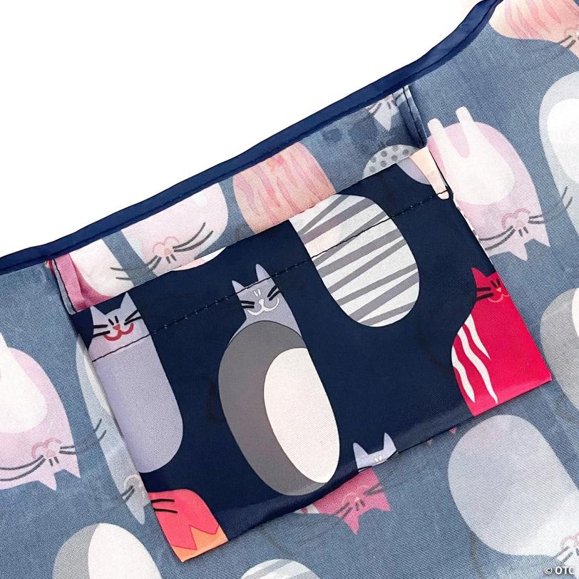 Wrapables Small Foldable Tote Nylon Reusable Grocery Bags (Set of 6), Infinite Cats