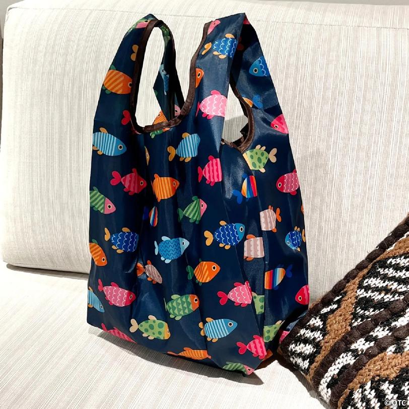 Wrapables Small JoliBag Nylon Reusable Grocery Bag, Colorful Fish
