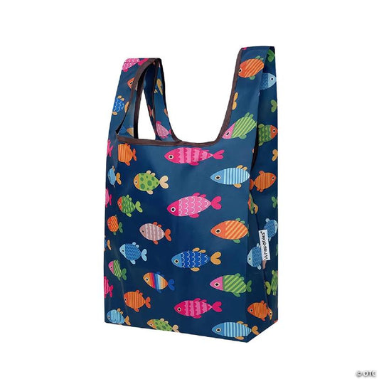 Wrapables Small JoliBag Nylon Reusable Grocery Bag, Colorful Fish