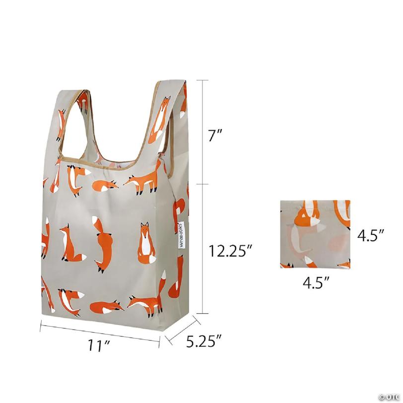 Wrapables Small JoliBag Nylon Reusable Grocery Bag, Foxes 1