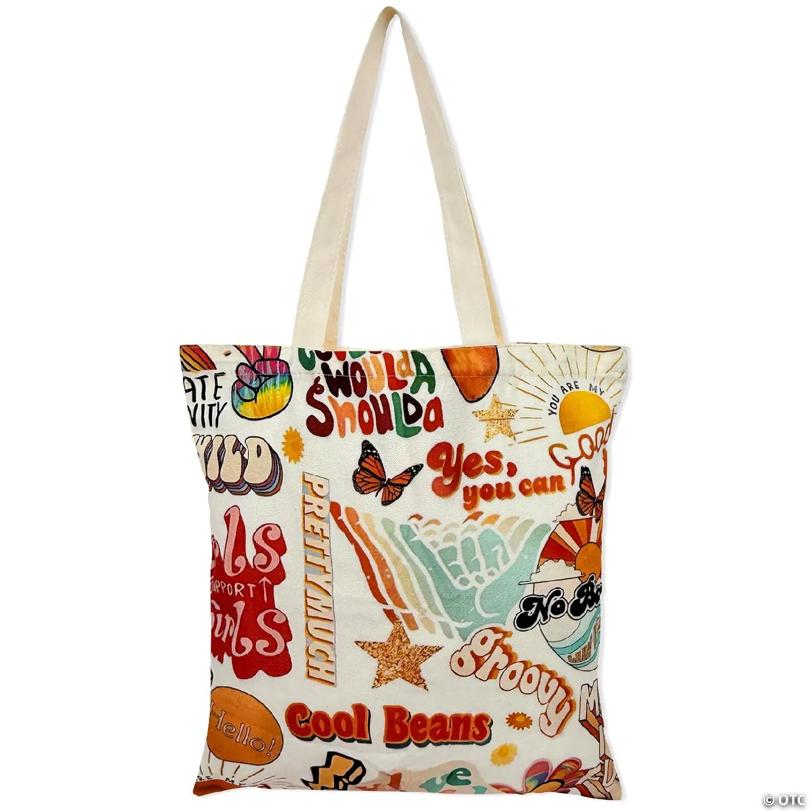 Wrapables Zippered Canvas Tote Bag, Reusable Grocery Shopping Bag, Inspiration