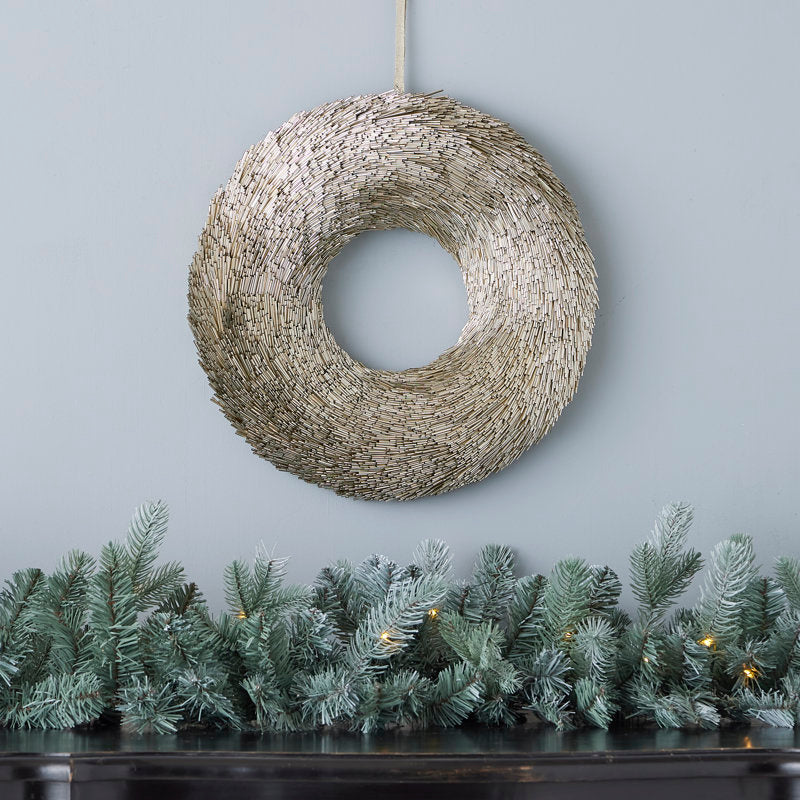 36" Artificial Fir Christmas Wreath hanging on a front door