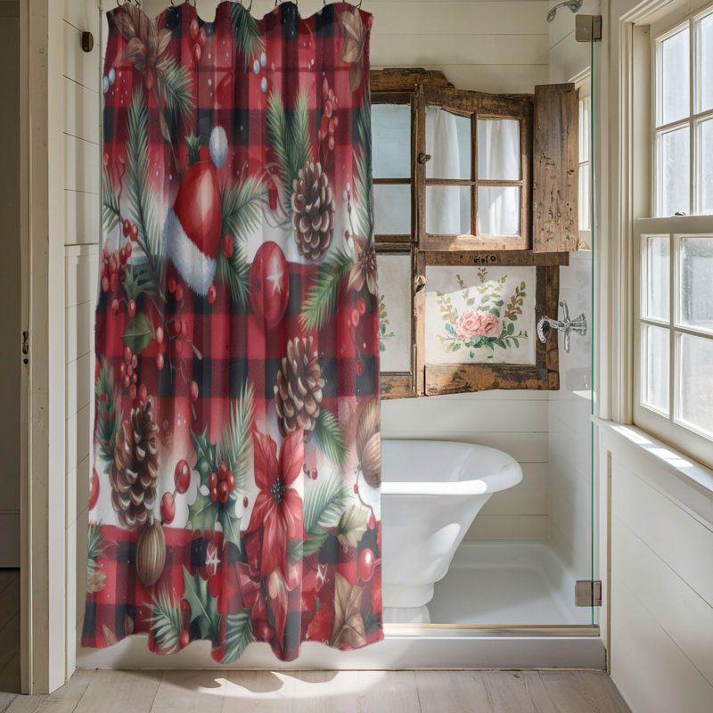 Yuletide Checkers - 1 Piece Standard Shower Curtain