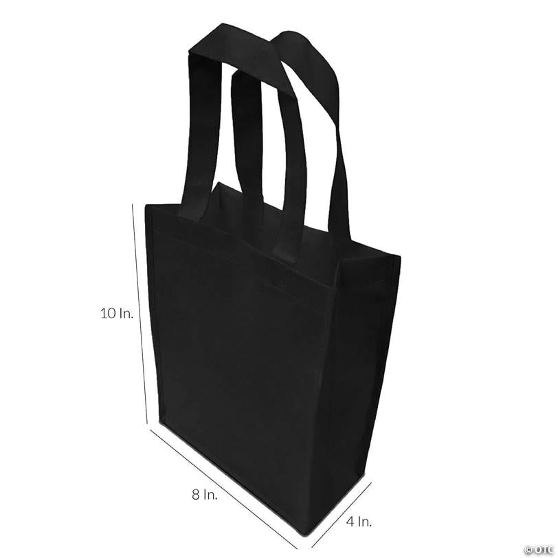 Zenpac- Black Fabric Small Reusable Bags with Handles for Retail Stores 12 Pack 8x4x10