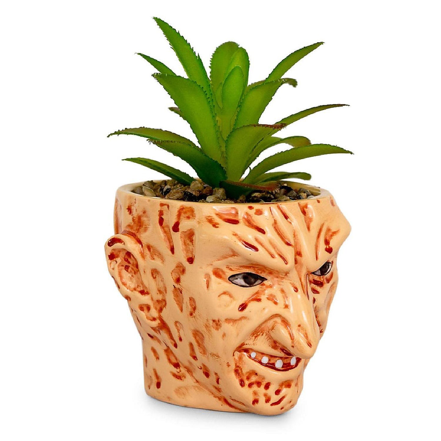 A Nightmare On Elm Street Freddy Krueger Ceramic Planter w/ Artificial Succulent | USA Decoration®