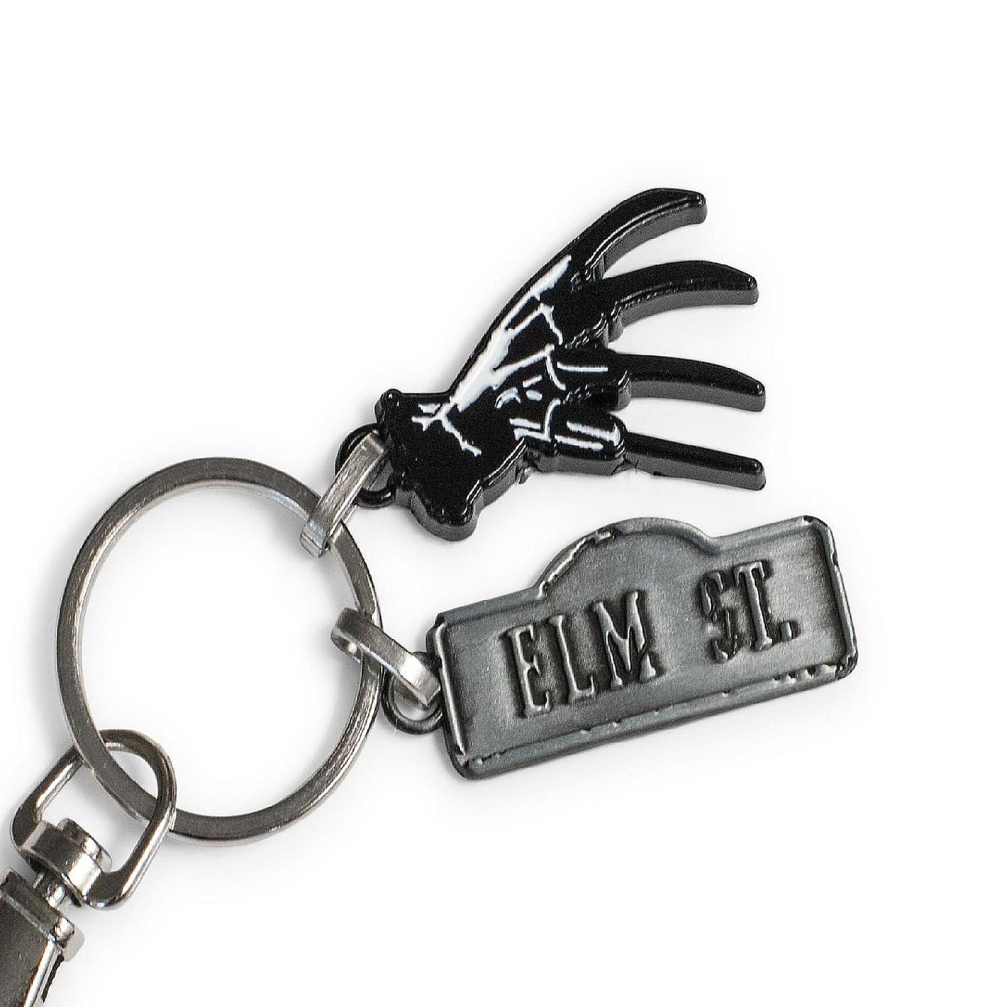 A Nightmare On Elm Street Sign and Freddy Glove Heavy Duty Metal Car Keychain | USA Decoration®