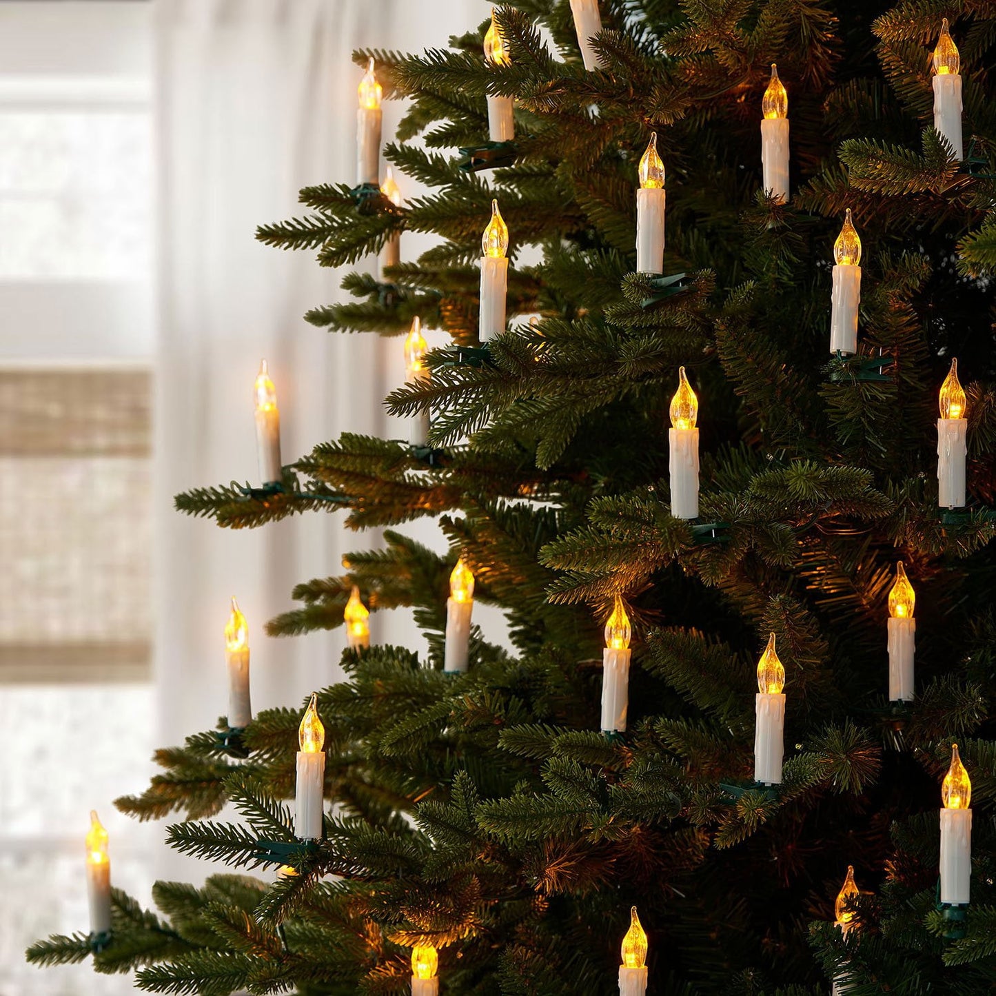 Member's Mark 50ct Flickering LED Candlestick Lights, 40.8' Lighted Length | USA Decoration®