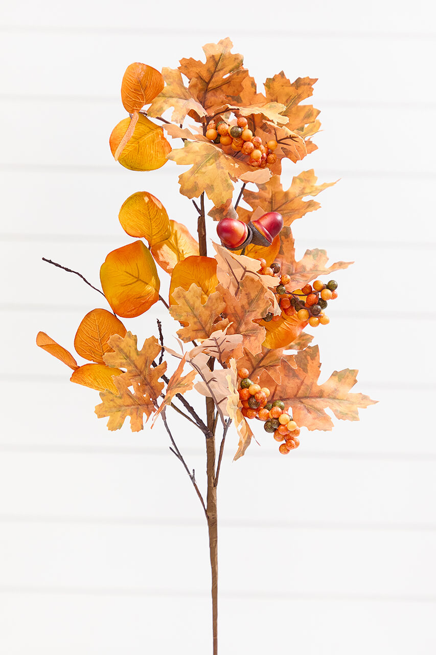 32" Acorn, Berry & Oak Leaves Spray