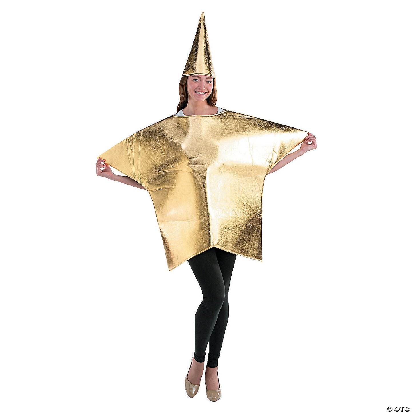 Adults Metallic Gold Star Polyester Costume with Headpiece - One Size | USA Decoration®