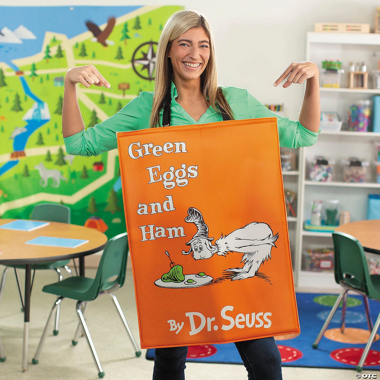 Adults QUIK CHANGE™ Dr. Seuss™ Green Eggs and Ham Book Cover Costume - One Size | USA Decoration®