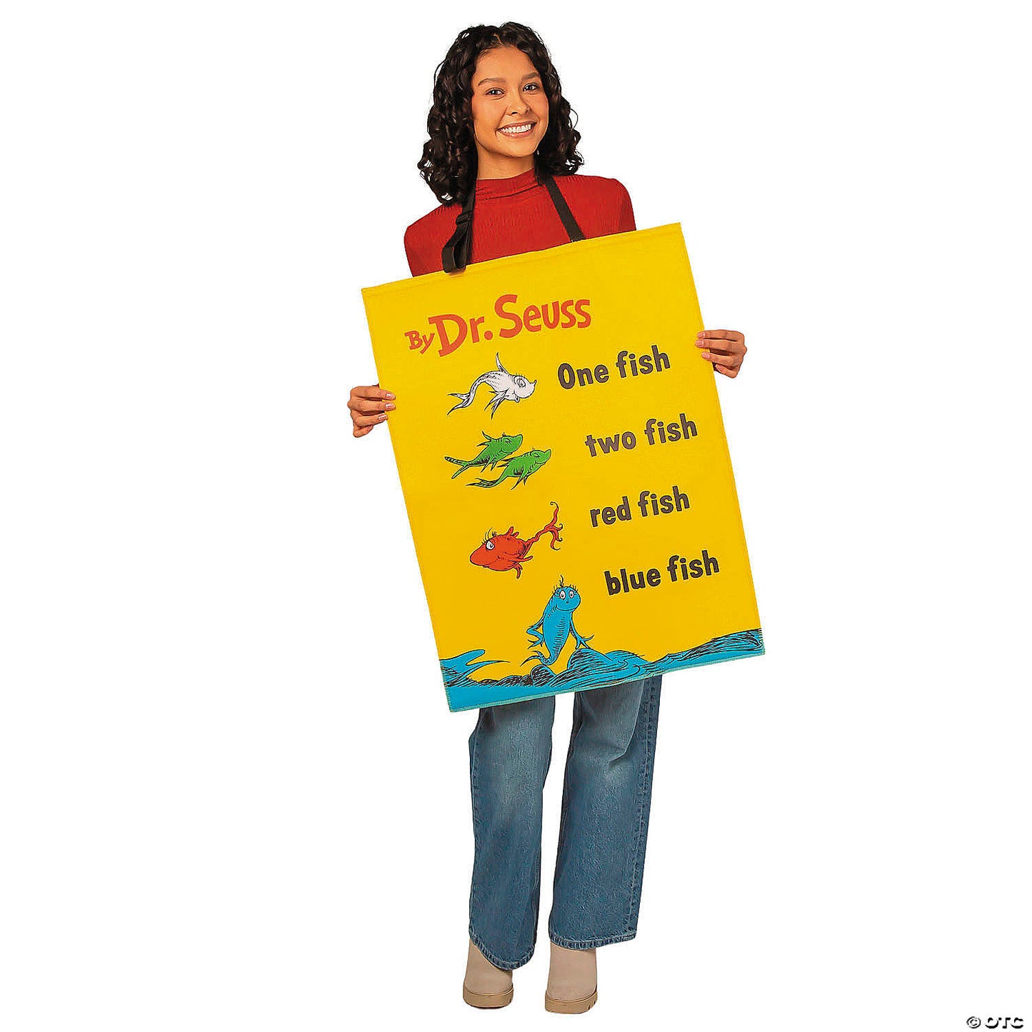 Adults QUIK CHANGE™ Dr. Seuss™ One fish, two fish, red fish, blue fish Book Cover Costume -One Size | USA Decoration®