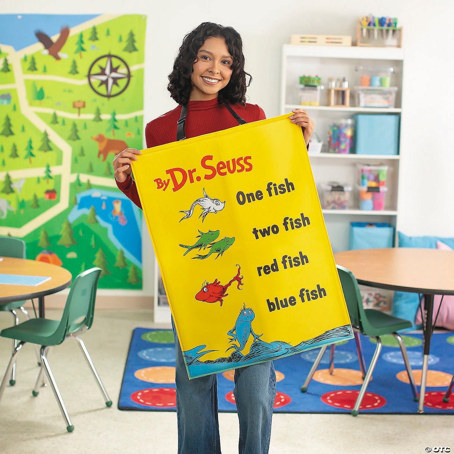 Adults QUIK CHANGE™ Dr. Seuss™ One fish, two fish, red fish, blue fish Book Cover Costume -One Size | USA Decoration®