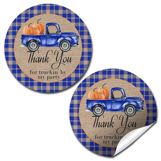 AmandaCreation Blue Truck Pumpkins Envelope Seals 40pc. | USA Decoration®