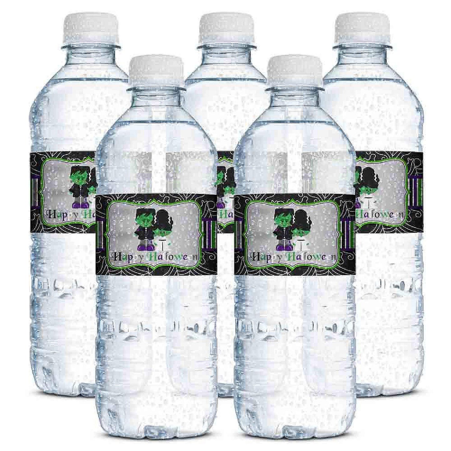 AmandaCreation Frankenstein and Bride Water Bottle Wrappers 20pc. | USA Decoration®