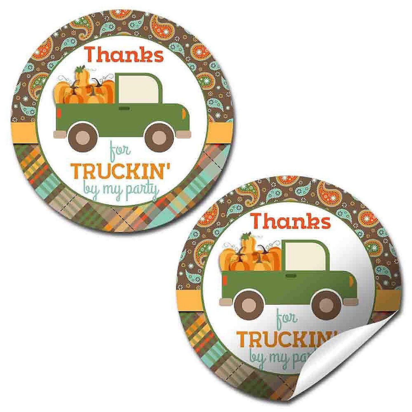 AmandaCreation Green Truck Pumpkins Envelope Seals 40pc. | USA Decoration®