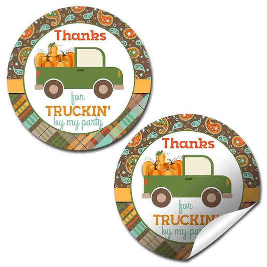 AmandaCreation Green Truck Pumpkins Envelope Seals 40pc. | USA Decoration®