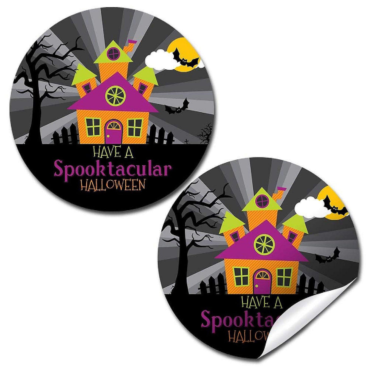 AmandaCreation Neon Haunted House Envelope Seals 40pc. | USA Decoration®