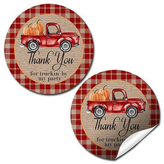 AmandaCreation Red Truck Pumpkins Envelope Seals 40pc | USA Decoration®