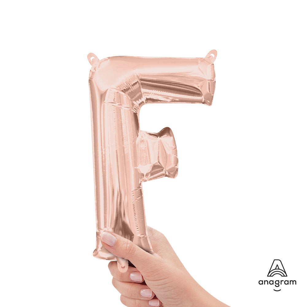 16 inch LETTER F - ANAGRAM - ROSE GOLD (AIR-FILL ONLY) | USA Decoration®