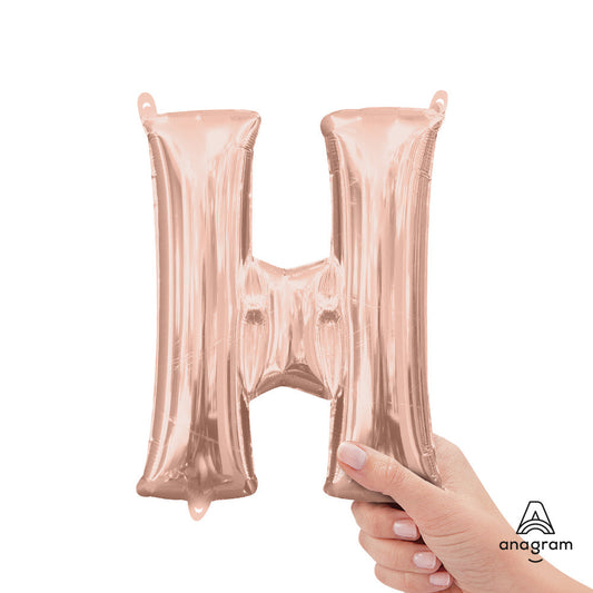 16 inch LETTER H - ANAGRAM - ROSE GOLD (AIR-FILL ONLY) | USA Decoration®