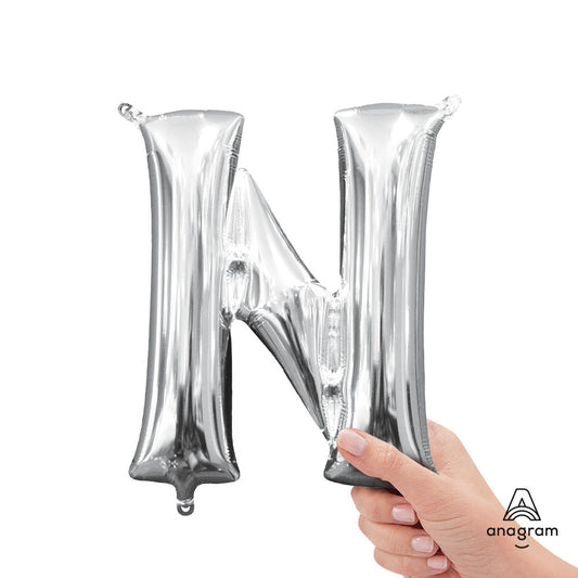 16 inch LETTER N - ANAGRAM - SILVER (AIR-FILL ONLY) | USA Decoration®