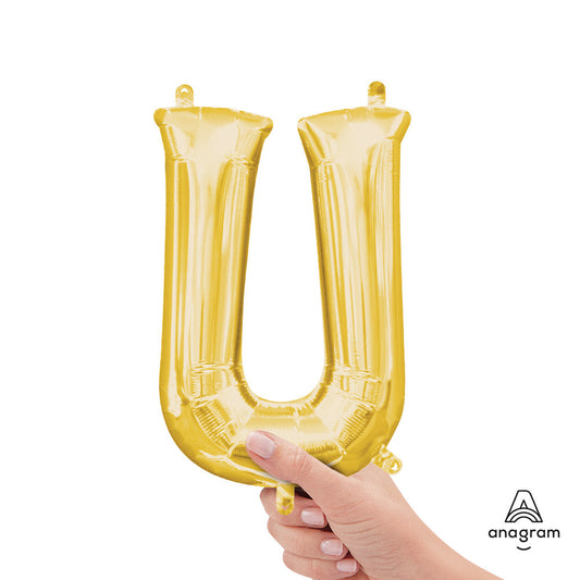 16 inch LETTER U - ANAGRAM - GOLD (AIR-FILL ONLY) | USA Decoration®