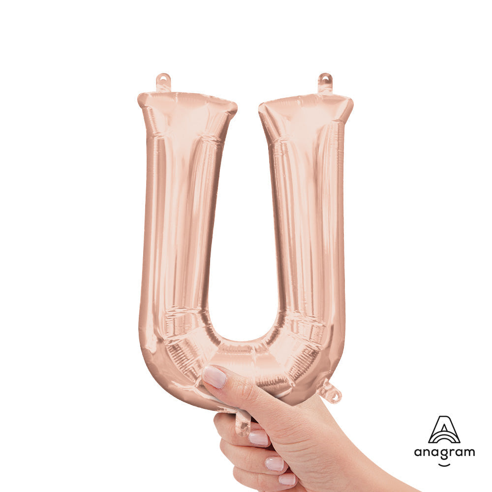 16 inch LETTER U - ANAGRAM - ROSE GOLD (AIR-FILL ONLY) | USA Decoration®