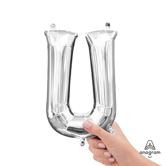 16 inch LETTER U - ANAGRAM - SILVER (AIR-FILL ONLY) | USA Decoration®