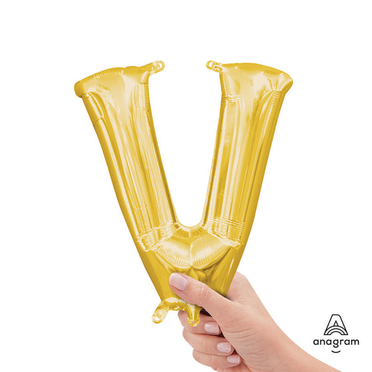 16 inch LETTER V - ANAGRAM - GOLD (AIR-FILL ONLY) | USA Decoration®